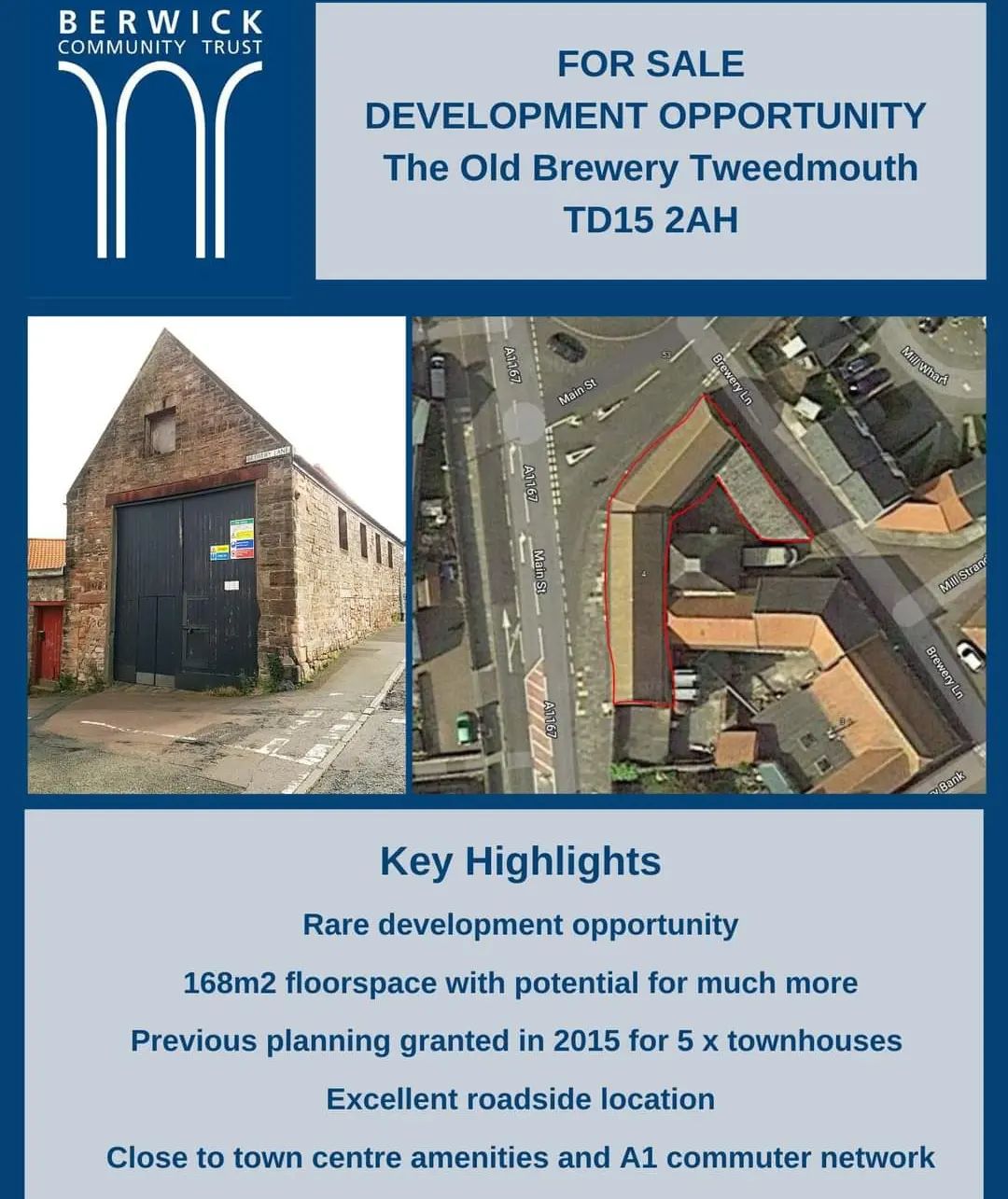 Viewing by appointment only. 

Full brochure now available. Email juliekennedy@berwicktrust.org.uk to register your interest. #businessdevelopment #forsale